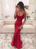 Elegant Sweetheart Red  Ruffles Long Mermaid Evening Gown