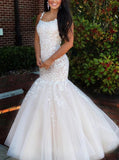 Daffodil Criss-Cross Back Appliques Mermaid Long Evening Dress