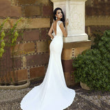 Mermaid Backless Sleeveless Satin Wedding Dresses
