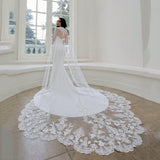 Sweetheart Mermaid Bridal Gown With Appliques Shawl Veil