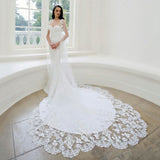 Sweetheart Mermaid Bridal Gown With Appliques Shawl Veil
