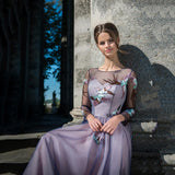 Long Sleeves Swallows Lace Appliques Princess Evening Dress