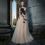A-Line Butterfly Lace Appliques Evening Dress
