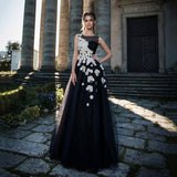 A-Line Butterfly Lace Appliques Evening Dress