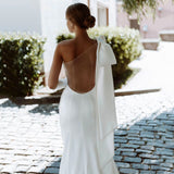 One Shoulder Mermaid Satin Bridal Gowns