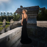 Glitter Sequined Lace Appliques Mermaid Evening Dress