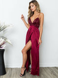 A-Line Spaghetti Straps Long Prom Dress with Sequins