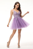 Lace Appliques Short Homecoming Dress Sexy Backless A-Line Prom Dress