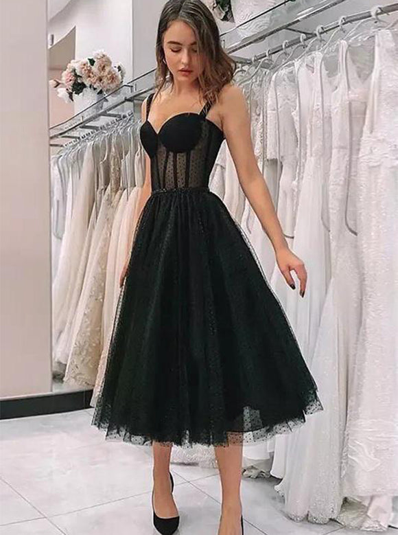 Straps Short Prom Dress Black Fairy Short Homecoming Party Dresses