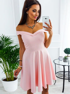 A-Line Off-the-Shoulder Sweetheart Pink Homecoming Party Dress
