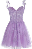 Lace Appliques Short Homecoming Dress Sweetheart Mini Prom Dress