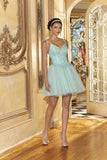 Lace Appliques Short Homecoming Dress V-Neck Mini Prom Dress