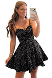 A-Line Velvet Sequined Homecoming Dress Sweetheart Mini Prom Dress
