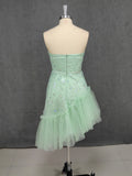 A-Line High-Low Tulle Homecoming Dress Strapless Prom Dress