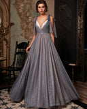 A-Line Sweetheart Backless Glitter Long Evening Dress