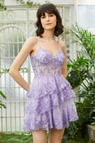 A-Line Lace Appliques Short Homecoming Dress Sweetheart Mini Prom Dress
