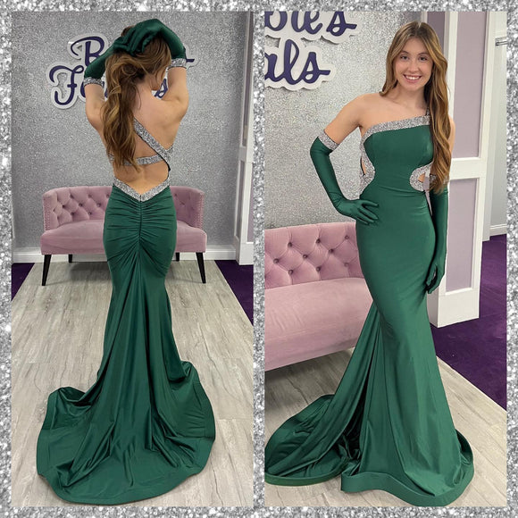 Sexy Backless Mermaid One Shoulder Beading Long Prom Dress