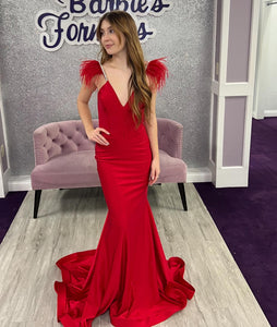 Sexy Backless Mermaid Long Prom Dress V-Neck Evening Dress
