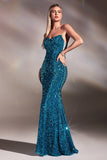 Sweetheart Sequined Long Evening Gowns Strapless Mermaid Prom Dress