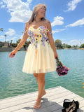 Floral Lace Appliques Mini Homecoming Dress Sweetheart Prom Dress