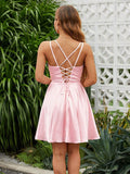 Spaghetti Straps A-Line Short Homecoming Dress Sweetheart Prom Dress