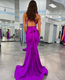 Elegant V-Neck Mermaid Long Evening Dress Backless Prom Dress
