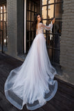 Princess Lace Appliques Wedding Dress Long Puffy Sleeves Bridal Gowns