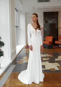 Chic Mermaid Sweetheart Wedding Dress Long Sleeves Beading Bridal Gowns