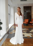 Chic Mermaid Sweetheart Wedding Dress Long Sleeves Beading Bridal Gowns