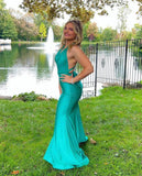 Simple Halter Mermaid Long Homecoming Dress Backless Prom Dress