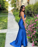 Elegant Sleeveless Mermaid Long Homecoming Dress V-Neck Prom Dress