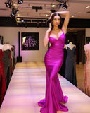 Sexy V-Neck Mermaid Long Prom Dress Spaghetti Straps Evening Dress