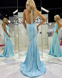 Sexy Backless Mermaid Long Prom Dress Halter-Neck Evening Dress
