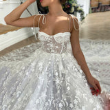 Sweetheart Spaghetti Straps Lace Appliques Prom Dress