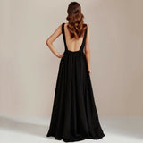 Square Neck Backless Elastic Satin Prom Dress
