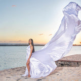 High Split Backless A-Line Silk Satin Beach Prom Dress